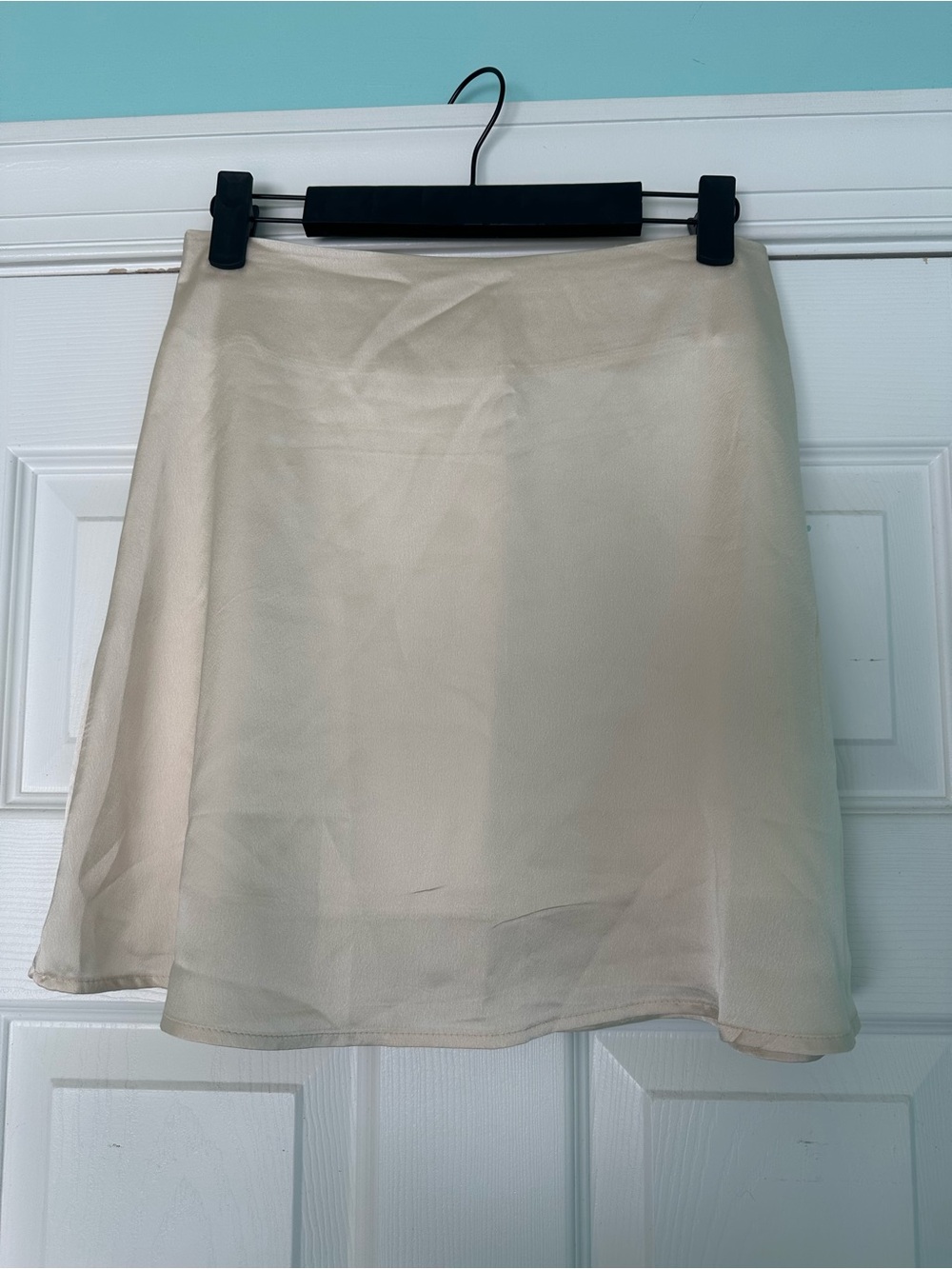 Satin Cream A-Line Women's Mini Skirt
